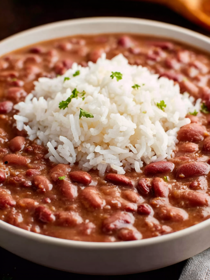 A bowl of red beans and rice.