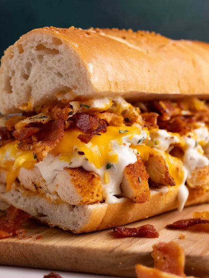 A chicken bacon ranch baked sub.