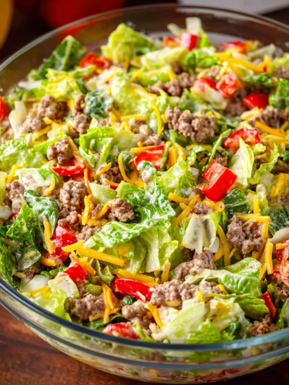 A bowl of Big Mac Salad.