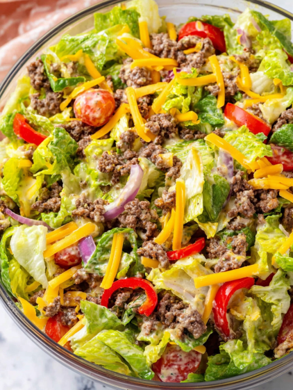 A bowl of Big Mac Salad.