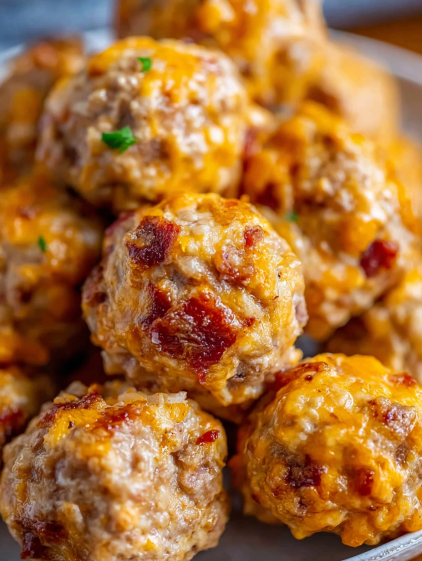 A pile of cream cheese sausage balls.