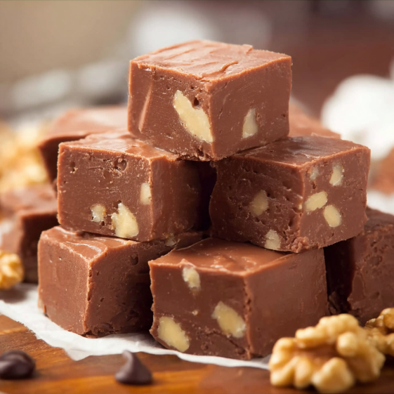 A stack of chocolate and cheese squares.