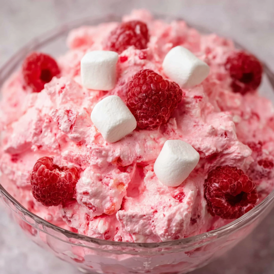 A bowl of pink raspberry fluff.