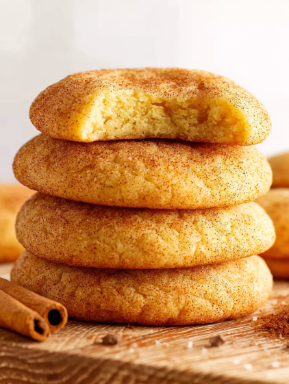 A stack of cookies with a cinnamon flavor.