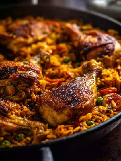 A delicious one pan Spanish chicken and rice dish.