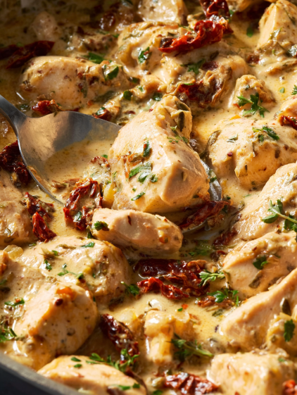 Chicken marinated in Greek yogurt.