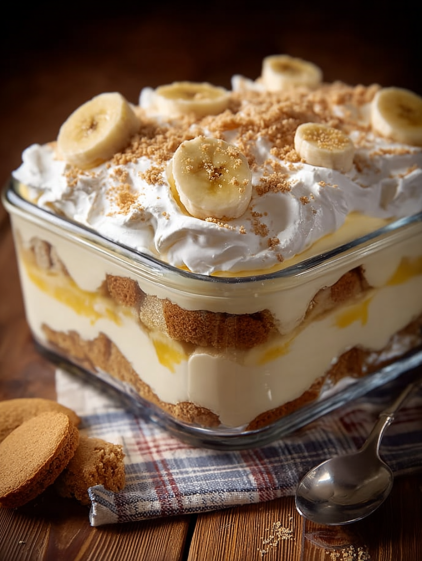 A creamy banana pudding layered dessert.