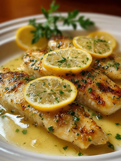 A zesty lemon butter fish fillet.