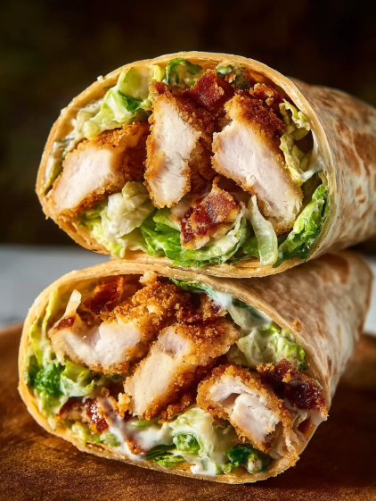 A crispy chicken caesar wrap.