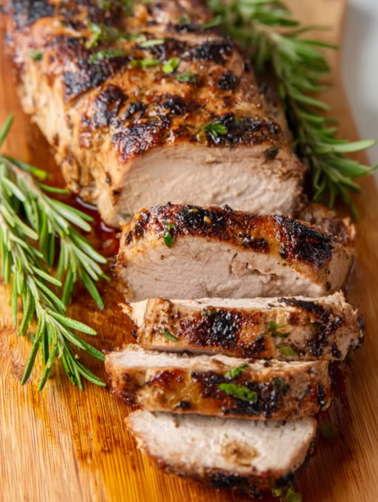 A piece of meat on a wooden board.