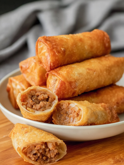 A plate of Filipino lumpia.