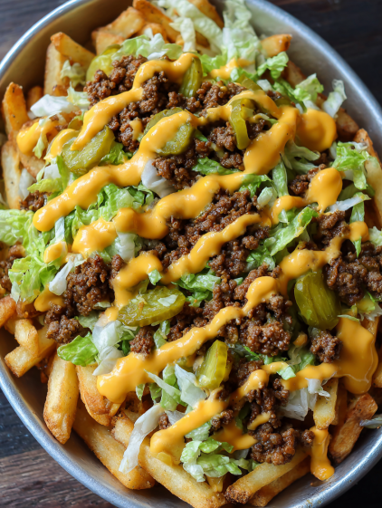 A plate of Big Mac Loaded Fries.