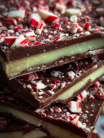 A chocolate bar with red and white stripes.
