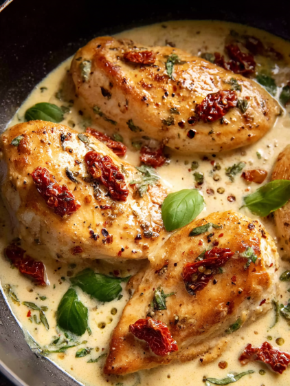 Chicken covered in sauce and spices.