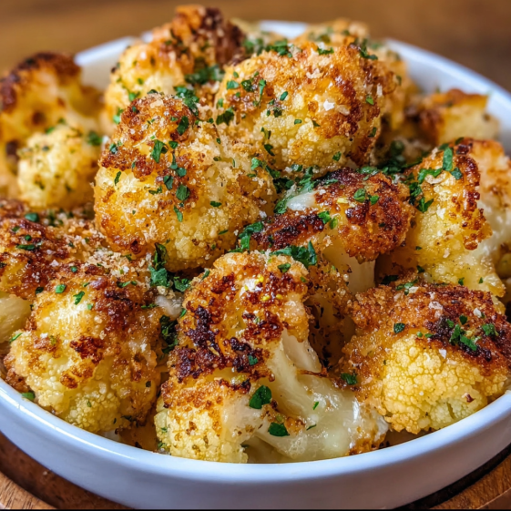 A bowl of cooked cauliflower with Parmesan cheese.