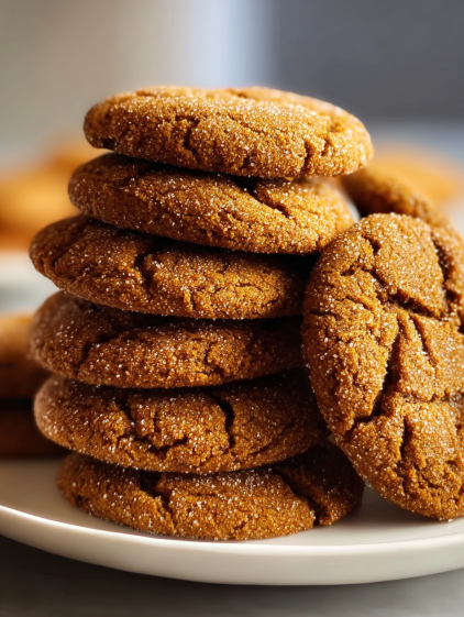 A stack of cookies with sugar on top.