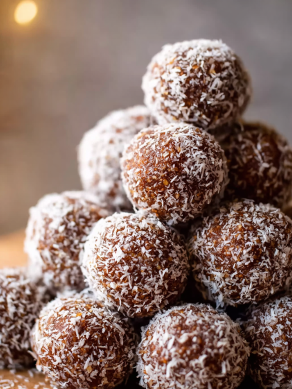 A stack of chocolate rum balls.