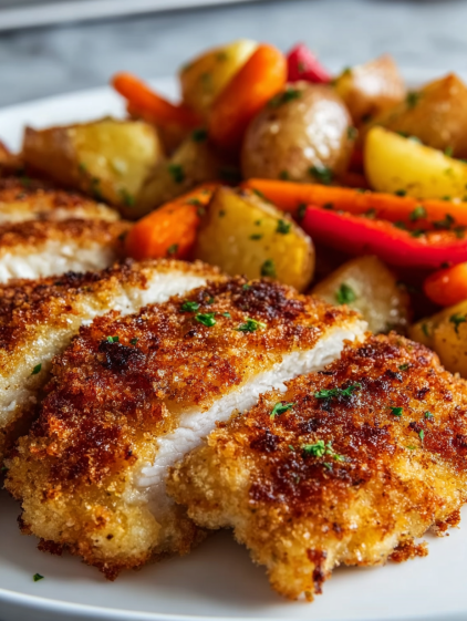 A plate of food with chicken and vegetables.