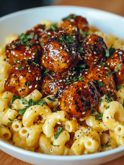 A bowl of food with meat and noodles.
