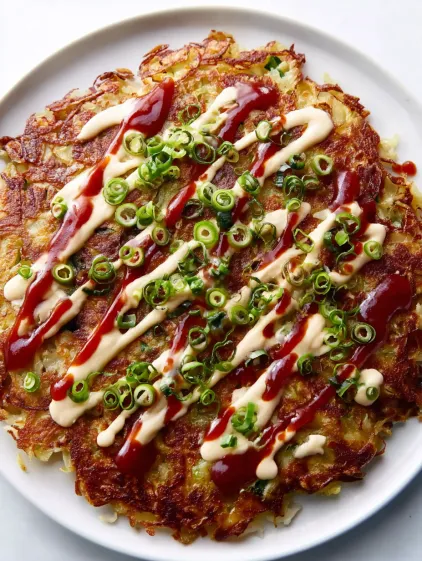 A plate of food with a sauce on it.