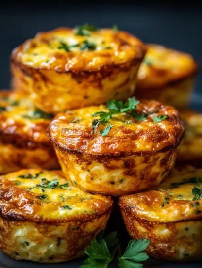 Four easy egg muffins stacked on top of each other.