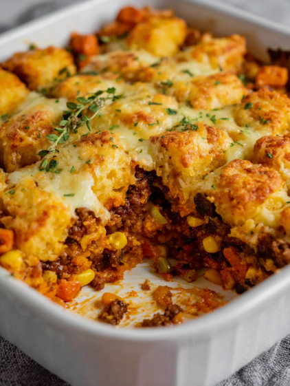 A white plate with a casserole dish on it.