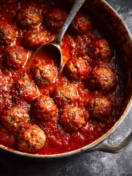 A bowl of meatballs in a red sauce.