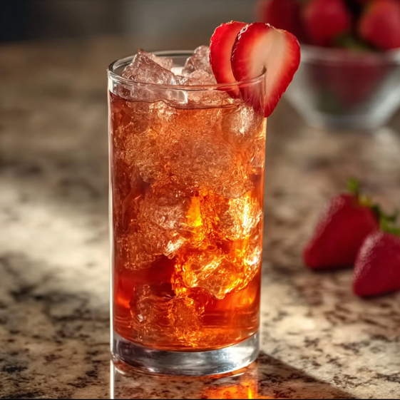 A glass of Strawberry Dirty Sprite Drink.