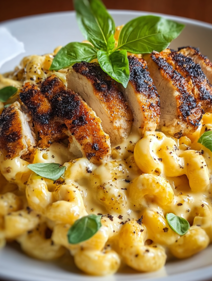 A plate of food with a piece of chicken and pasta.