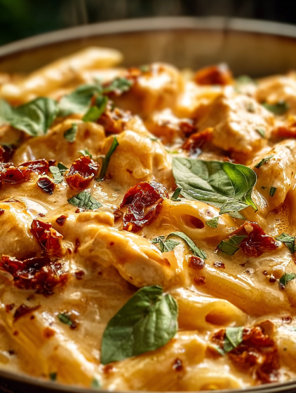 A close up of a delicious pasta dish.