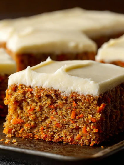 A slice of cake with white icing and orange frosting.