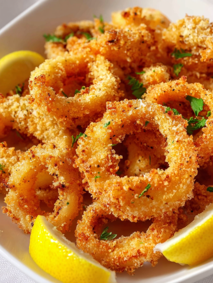 A bowl of air fryer calamari.
