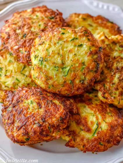 Zucchini fritters in an air fryer.