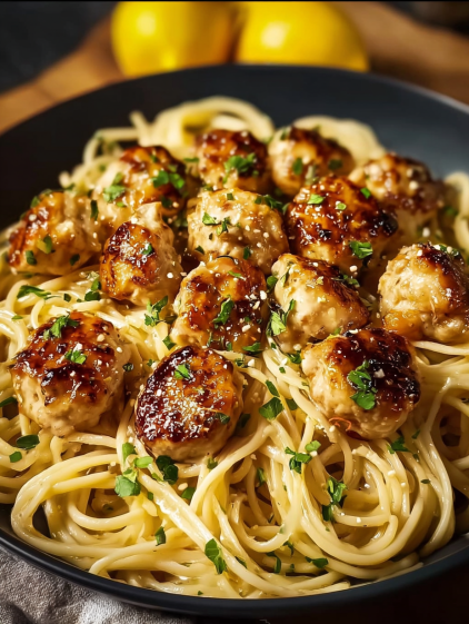 A delicious lemon Parmesan pasta with chicken.