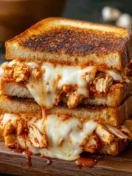 A sandwich with meat and cheese on top.
