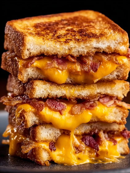 A stack of grilled cheese sandwiches.