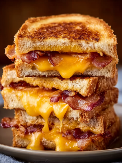 A stack of bacon sandwiches.