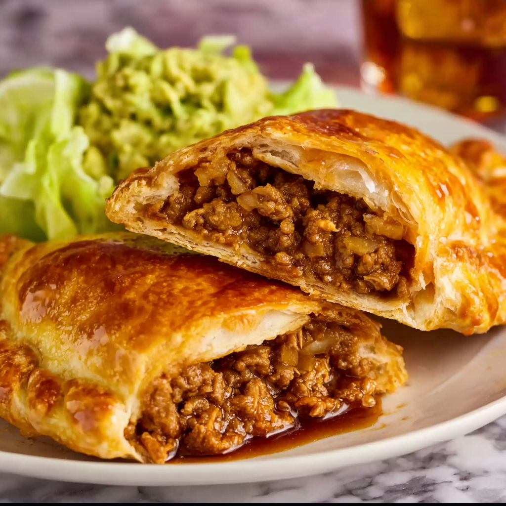 Two taco pockets on a plate.