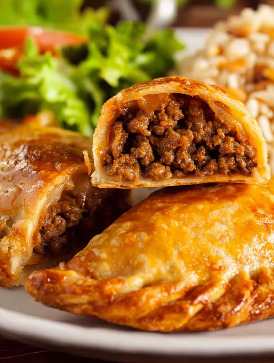 A plate of food with a pastry and a salad.