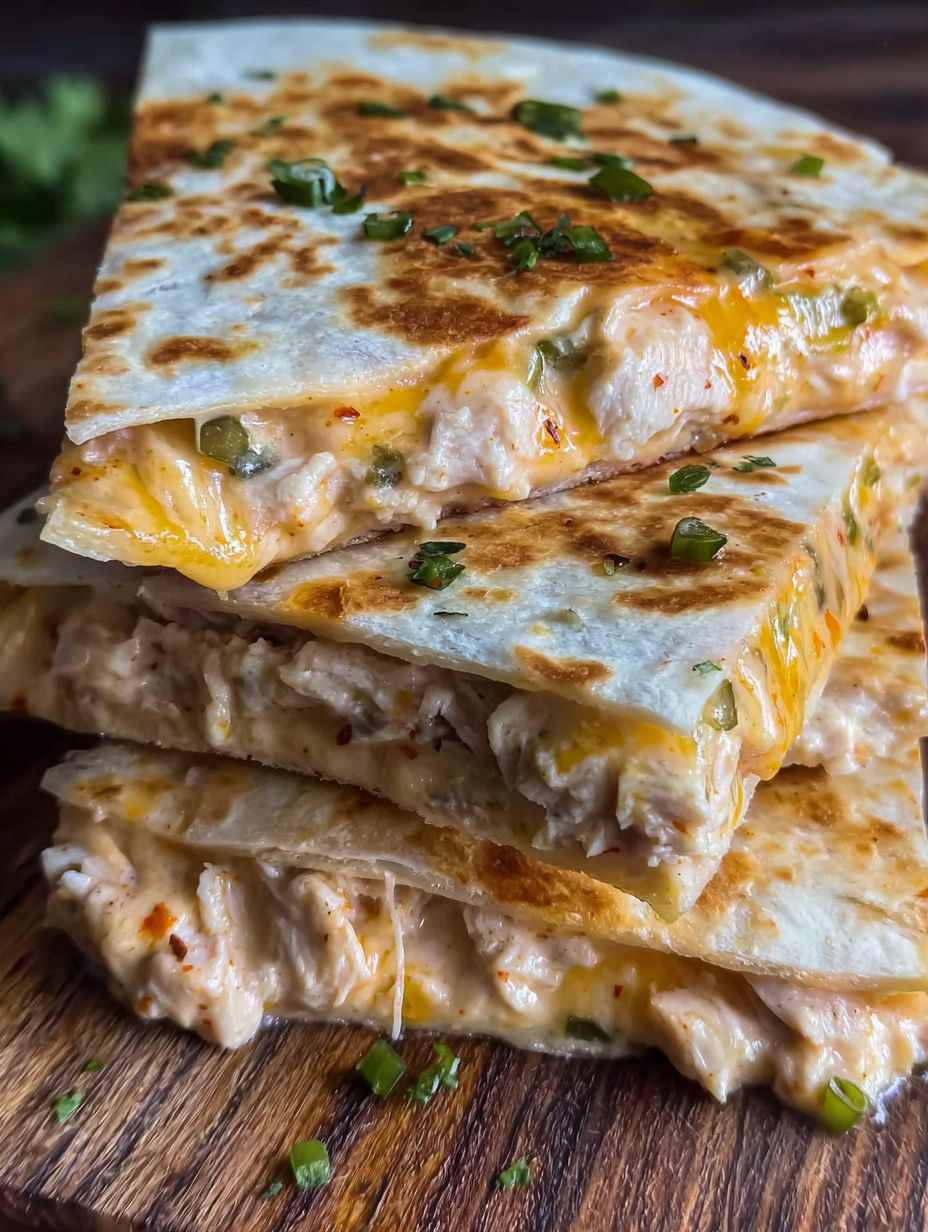 A stack of chicken quesadillas.