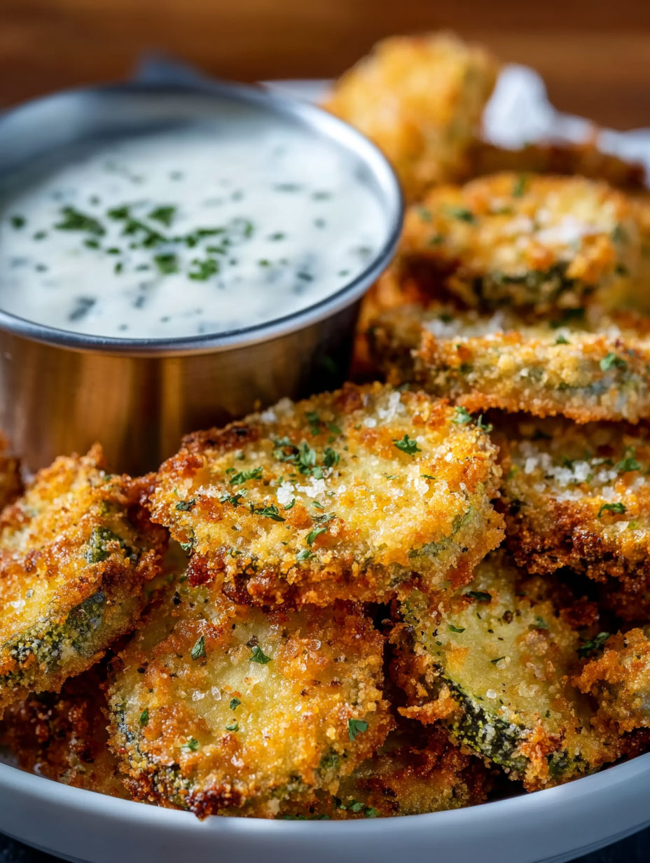 Fried pickles with ranch dressing.