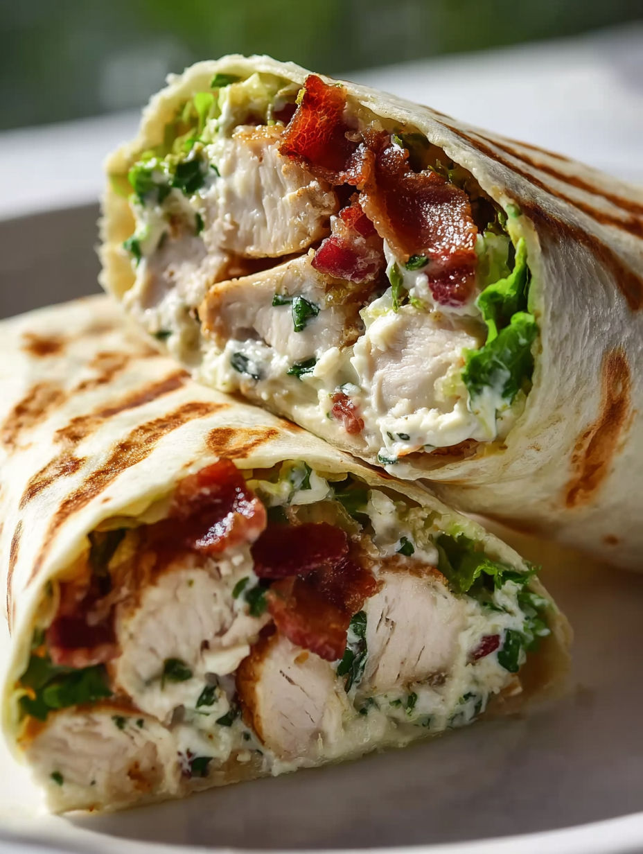 A chicken sandwich with bacon and lettuce.