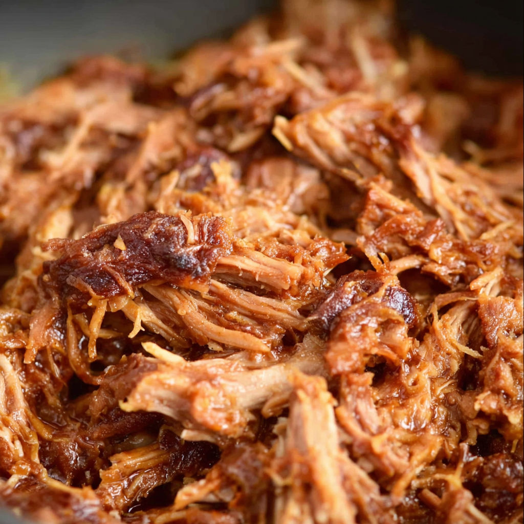 Pulled pork in a pot.