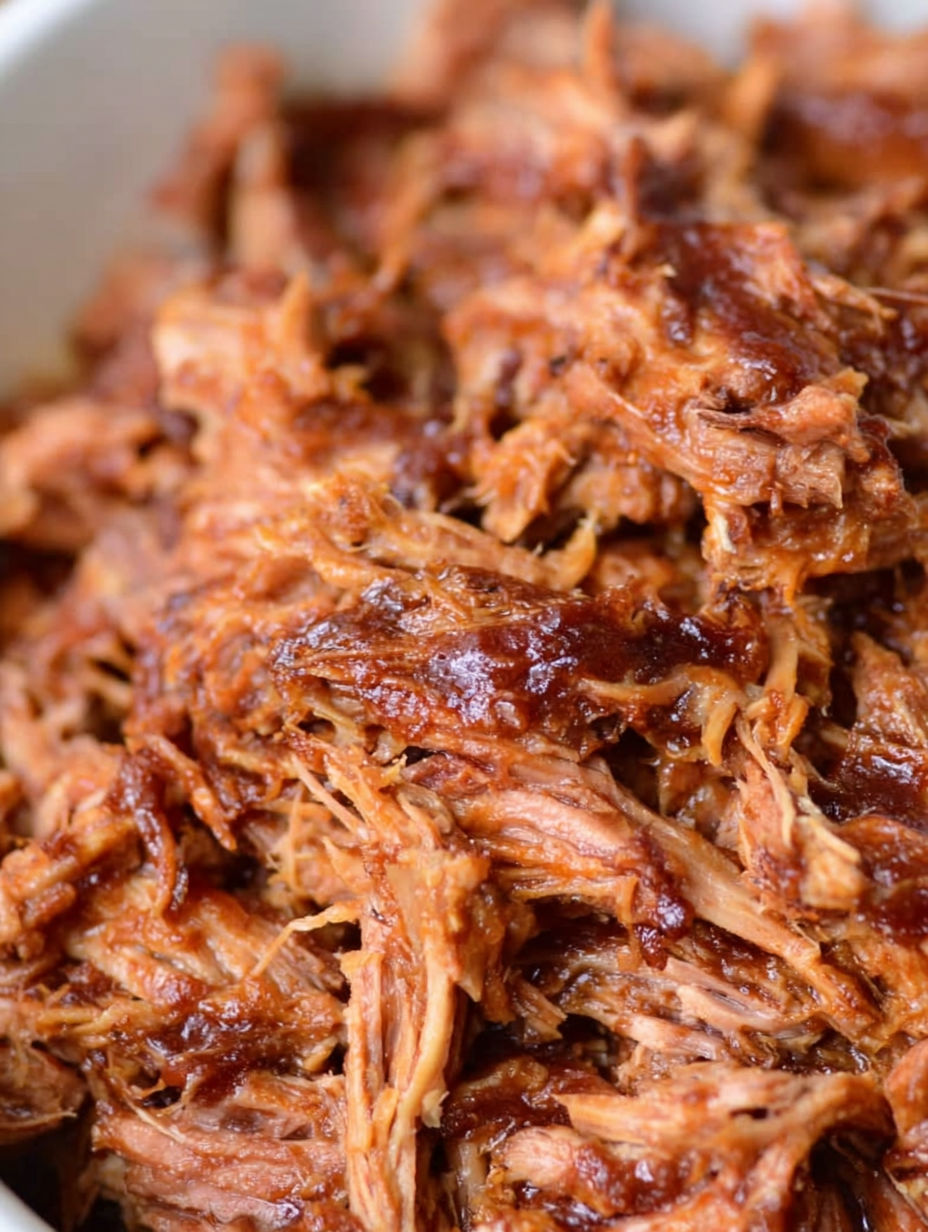 A close up of a delicious pulled pork.