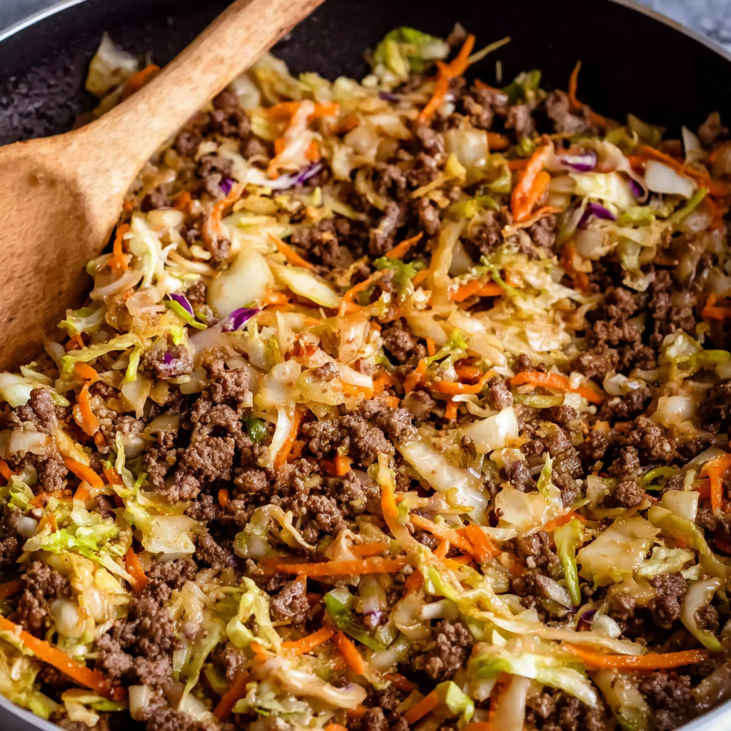 A beef egg roll in a bowl.