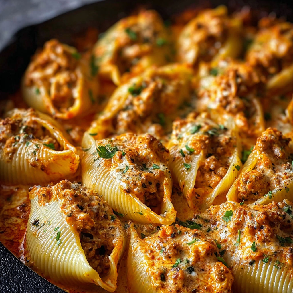 A dish of Creamy Cajun Chicken Shells.