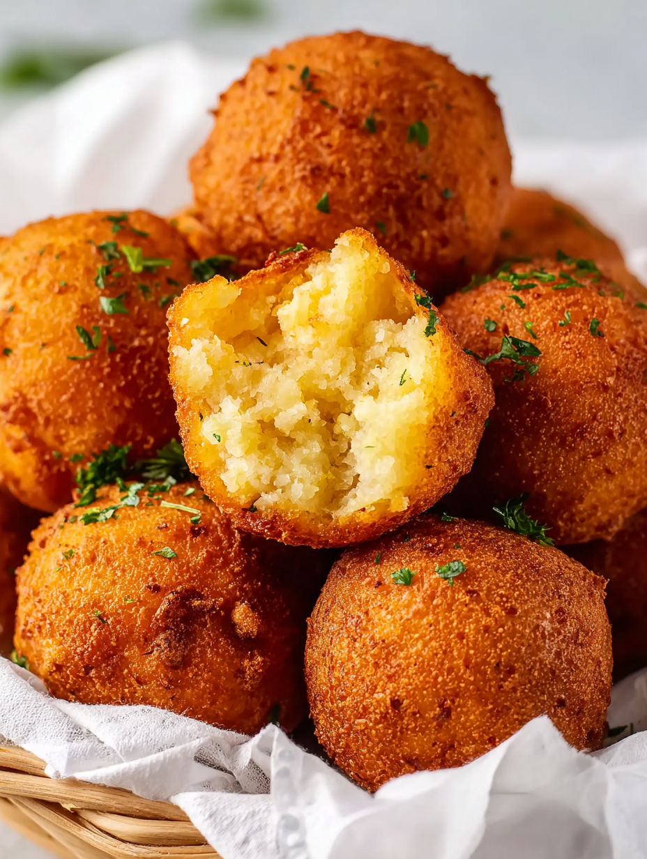 A plate of homemade crispy hush puppies.