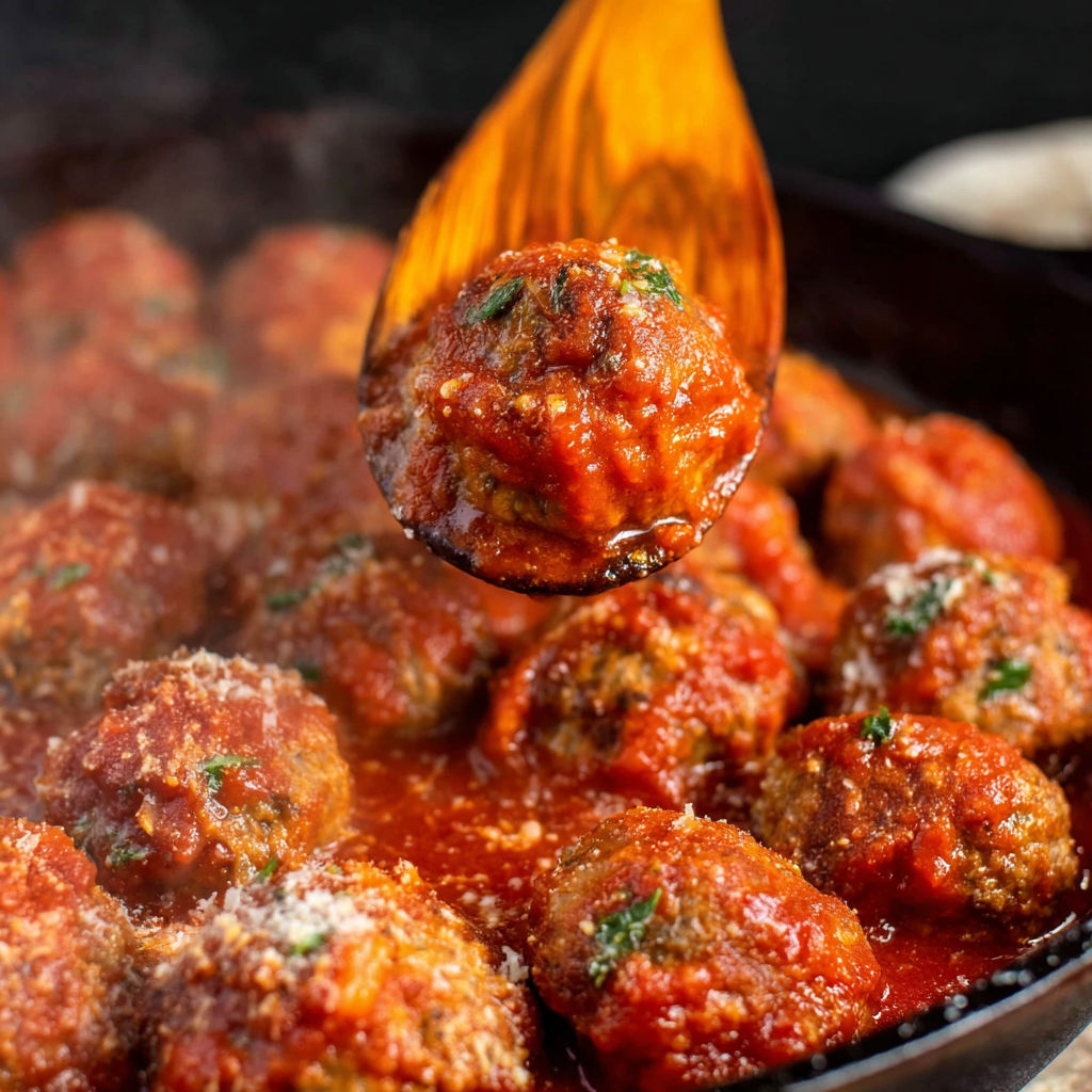 Meatballs in a red sauce.