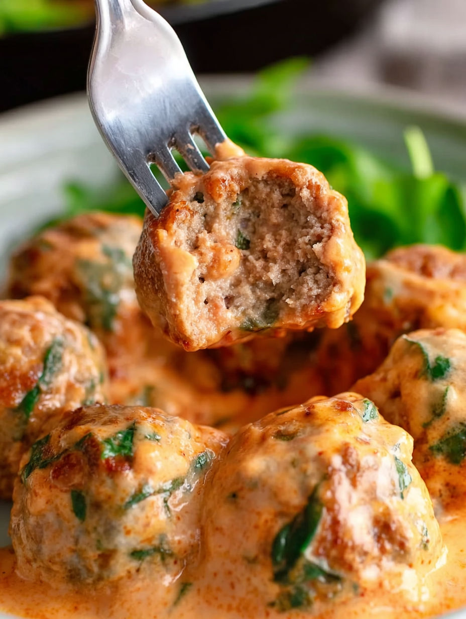 Meatballs with tomato sauce and basil.