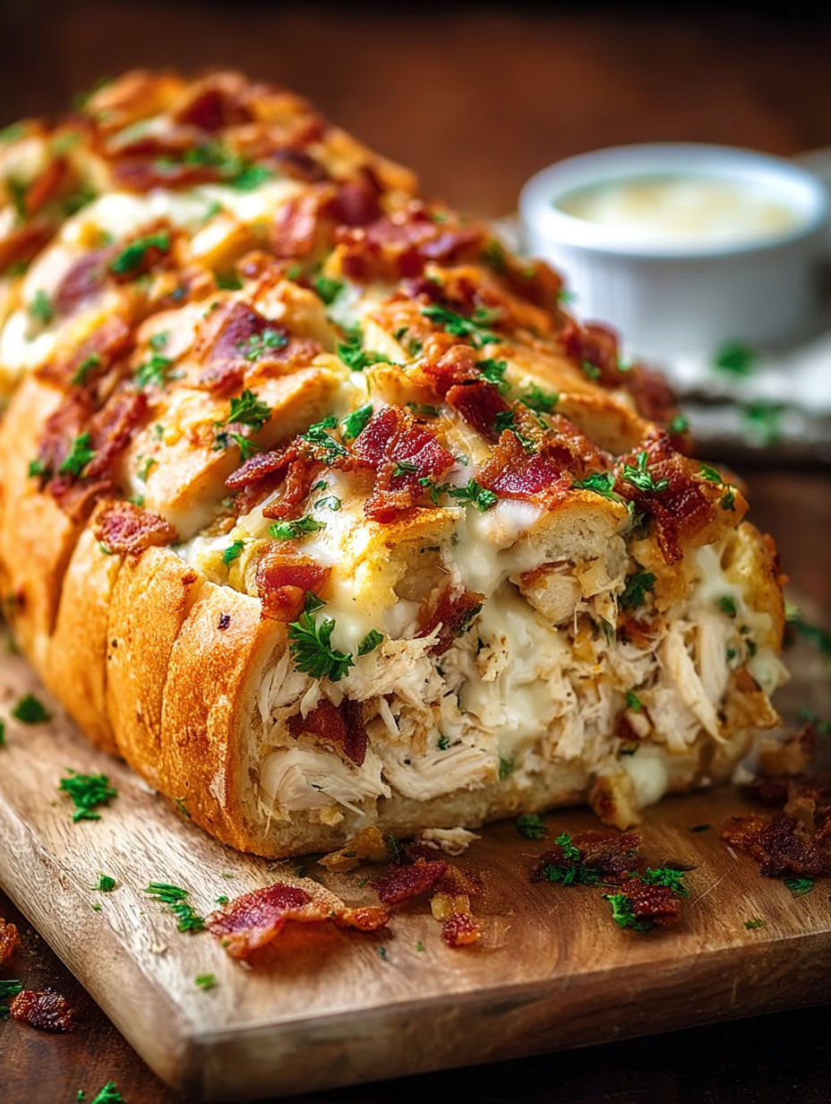 A savory chicken bacon ranch bread.